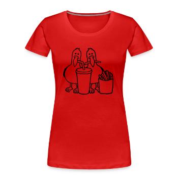 Mouettes de restauration rapide volées - T-shirt bio Premium Femme - rouge - Devant - Mia (176cm)