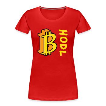 Bitcoin BTC HODL Comics Stil - Frauen Premium Bio T-Shirt - Rot - Vorne - Mia (176cm)