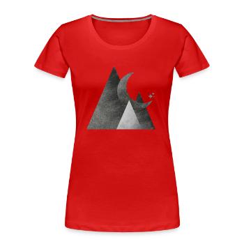 Mond und Berge Geometrisch - Frauen Premium Bio T-Shirt - Rot - Vorne - Mia (176cm)