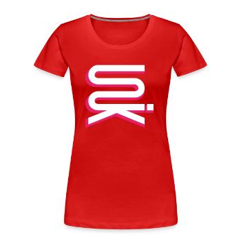 UNIK hoch vertikal weißrosa - Frauen Premium Bio T-Shirt - Rot - Vorne - Mia (176cm)