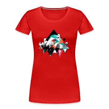 Géométrie urbaine - T-shirt bio Premium Femme - rouge - Devant - Mia (176cm)