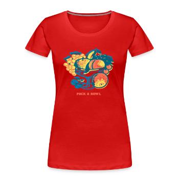 Pack A Bowl T-Shirt - Women's Premium Organic T-Shirt - red - Front - Mia (176cm)