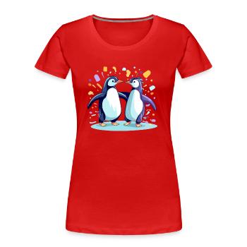 Iki and biki the penguins - Women's Premium Organic T-Shirt - red - Front - Mia (176cm)