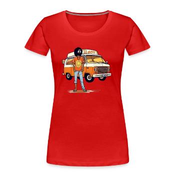 Marco, der Hippie - Frauen Premium Bio T-Shirt - Rot - Vorne - Mia (176cm)