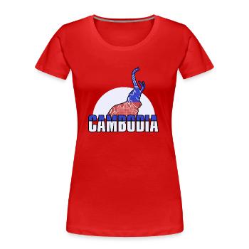 Cambodge Temple Khmer Vintage Palmiers I Cadeau - T-shirt bio Premium Femme - rouge - Devant - Mia (176cm)