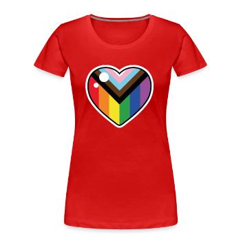 Herz (Progress Pride Flagge) - Frauen Premium Bio T-Shirt - Rot - Vorne - Mia (176cm)