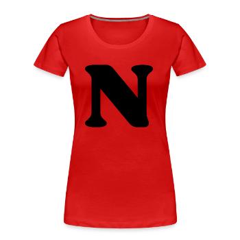 Buchstabe n - Frauen Premium Bio T-Shirt - Rot - Vorne - Mia (176cm)