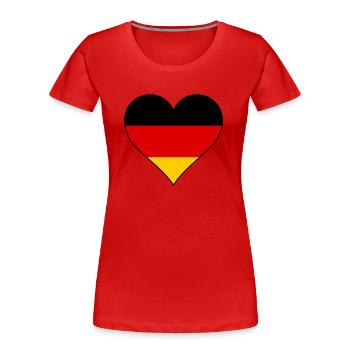 Deutschland Herz Nationalfarben - Frauen Premium Bio T-Shirt - Rot - Vorne - Mia (176cm)