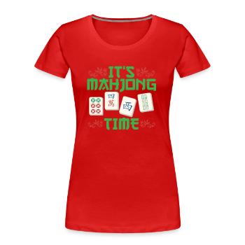 Gift for Mahjong Fans - Women's Premium Organic T-Shirt - red - Front - Mia (176cm)