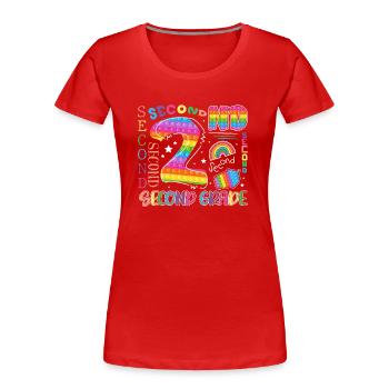 Écolier Pop It de 2e année - T-shirt bio Premium Femme - rouge - Devant - Mia (176cm)
