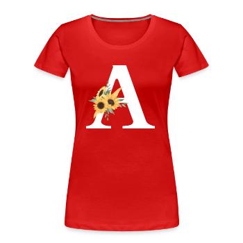 Brief an Floral Sunflower - Frauen Premium Bio T-Shirt - Rot - Vorne - Mia (176cm)