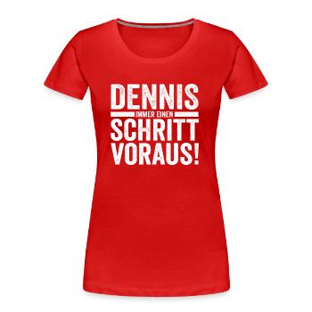 Prénom Dennis - T-shirt bio Premium Femme - rouge - Devant - Mia (176cm)