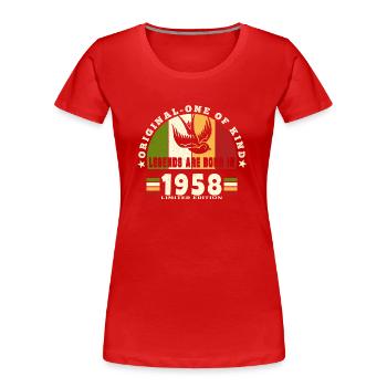 1958 Vintage Birthday Legend Gift - Women's Premium Organic T-Shirt - red - Front - Mia (176cm)