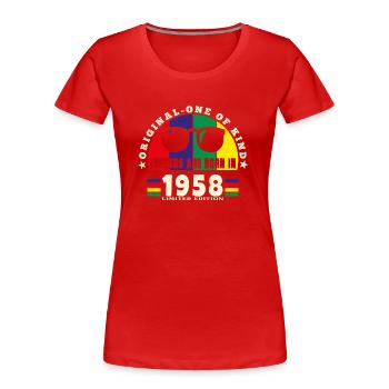 Original - Einzigartiges Geburtstagsgeschenk aus dem Jahr 1958. - Frauen Premium Bio T-Shirt - Rot - Vorne - Mia (176cm)