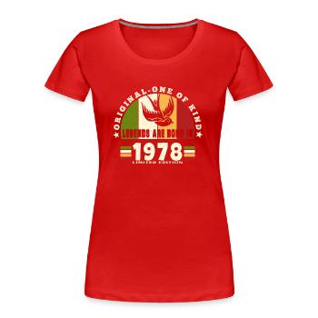 1978 Vintage Anniversaire Légende Cadeau - T-shirt bio Premium Femme - rouge - Devant - Mia (176cm)