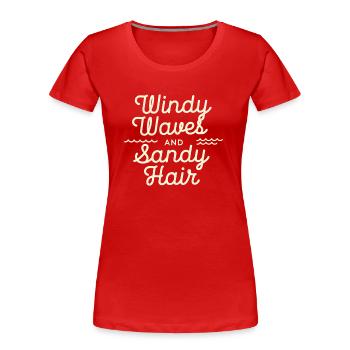 windy waves - Frauen Premium Bio T-Shirt - Rot - Vorne - Mia (176cm)