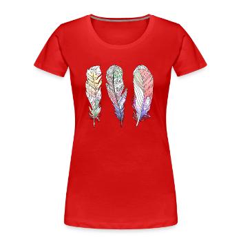 Feder - Frauen Premium Bio T-Shirt - Rot - Vorne - Mia (176cm)