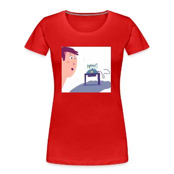 Art autiste - Valeurs mobilières - T-shirt bio Premium Femme - rouge - Devant - Mia (176cm)