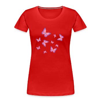 Schmetterlingsmagie: Farbe in Ihrem Leben - Frauen Premium Bio T-Shirt - Rot - Vorne - Mia (176cm)