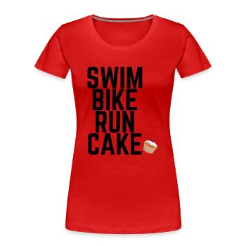 Swim Bike Run Cake - Frauen Premium Bio T-Shirt - Rot - Vorne - Mia (176cm)