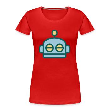 Cartoon Robot Face - Women's Premium Organic T-Shirt - red - Front - Mia (176cm)
