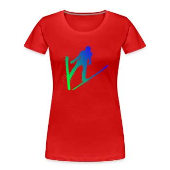 Skispringen Skifliegen Wintersport Skispringer - Frauen Premium Bio T-Shirt - Rot - Vorne - Mia (176cm)