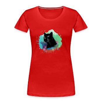 panther,gepard,leopard,schwarz,bunt,graffiti - Frauen Premium Bio T-Shirt - Rot - Vorne - Mia (176cm)
