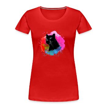 panther,gepard,leopard,schwarz,bunt,graffiti - Frauen Premium Bio T-Shirt - Rot - Vorne - Mia (176cm)