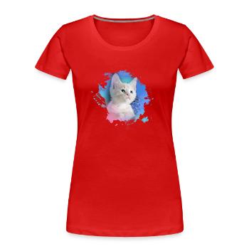 chaton, chaton, chaton, graffiti, peinture, rose - T-shirt bio Premium Femme - rouge - Devant - Mia (176cm)