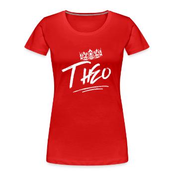 Theo - Frauen Premium Bio T-Shirt - Rot - Vorne - Mia (176cm)