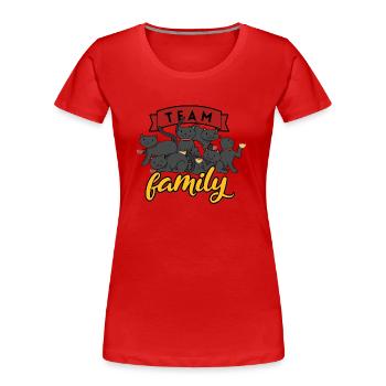 team familie katze kaffee abteilungsleiter party - Frauen Premium Bio T-Shirt - Rot - Vorne - Mia (176cm)