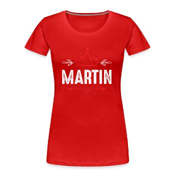 Martin - Frauen Premium Bio T-Shirt - Rot - Vorne - Mia (176cm)