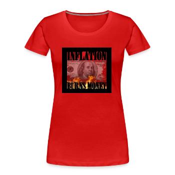 Tshirt design d’argent gonflé - T-shirt bio Premium Femme - rouge - Devant - Mia (176cm)