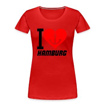 i love hamburg - Frauen Premium Bio T-Shirt - Rot - Vorne - Mia (176cm)
