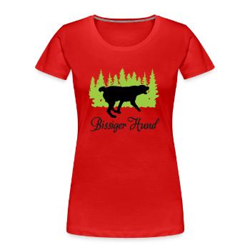"Bissiger Hund: Wachsame Energie" - Frauen Premium Bio T-Shirt - Rot - Vorne - Mia (176cm)