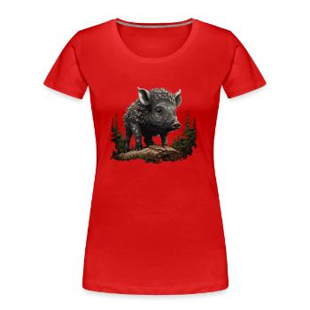 Wildschwein Frischling Wildschwein Baby - Frauen Premium Bio T-Shirt - Rot - Vorne - Mia (176cm)