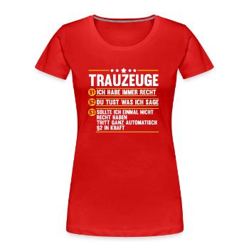 Hochzeit Junggesellenabschied Trauzeuge - Frauen Premium Bio T-Shirt - Rot - Vorne - Mia (176cm)