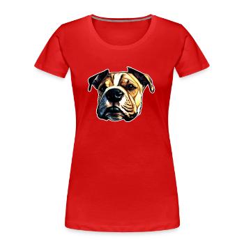 Staffordshire Bullterrier - Frauen Premium Bio T-Shirt - Rot - Vorne - Mia (176cm)