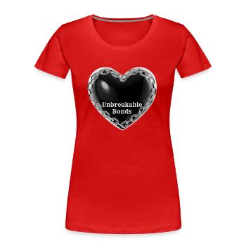 Schwarzes Herz, unzerbrechliche Bindungen, unzerbrechliche Bindungen - Frauen Premium Bio T-Shirt - Rot - Vorne - Mia (176cm)