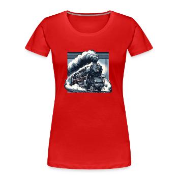La puissance de la vapeur - Graphique d’une locomotive à vapeur - T-shirt bio Premium Femme - rouge - Devant - Mia (176cm)