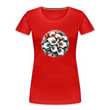 Calla-Lilien gezeichnet - Frauen Premium Bio T-Shirt - Rot - Vorne - Mia (176cm)