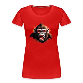 Wilder Affe Schimpanse in lebendiger Illustration - Frauen Premium Bio T-Shirt - Rot - Vorne - Mia (176cm)
