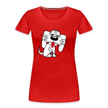 chien assis drôle mignon tirer la langue bande dessinée - T-shirt bio Premium Femme - rouge - Devant - Mia (176cm)