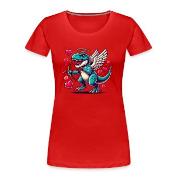 T-Rex mit Pfeil und Bogen Dinosaurier Valentinstag - Frauen Premium Bio T-Shirt - Rot - Vorne - Mia (176cm)