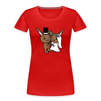2 Bunnies Wedding Marry Groom Bride Engaged - Women's Premium Organic T-Shirt - red - Front - Mia (176cm)