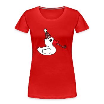Canard Fête Serviette Chapeau Anniversaire Célébrer le Nouvel An - T-shirt bio Premium Femme - rouge - Devant - Mia (176cm)