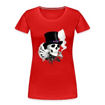 skull England - Women's Premium Organic T-Shirt - red - Front - Mia (176cm)