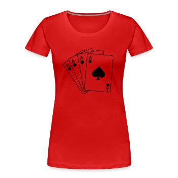 Poker Cards - Frauen Premium Bio T-Shirt - Rot - Vorne - Mia (176cm)