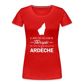 Thérapie Ardèche - T-shirt bio Premium Femme - rouge - Devant - Mia (176cm)