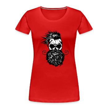 head of death hipster skull bearded beard mustache s - Women's Premium Organic T-Shirt - red - Front - Mia (176cm)